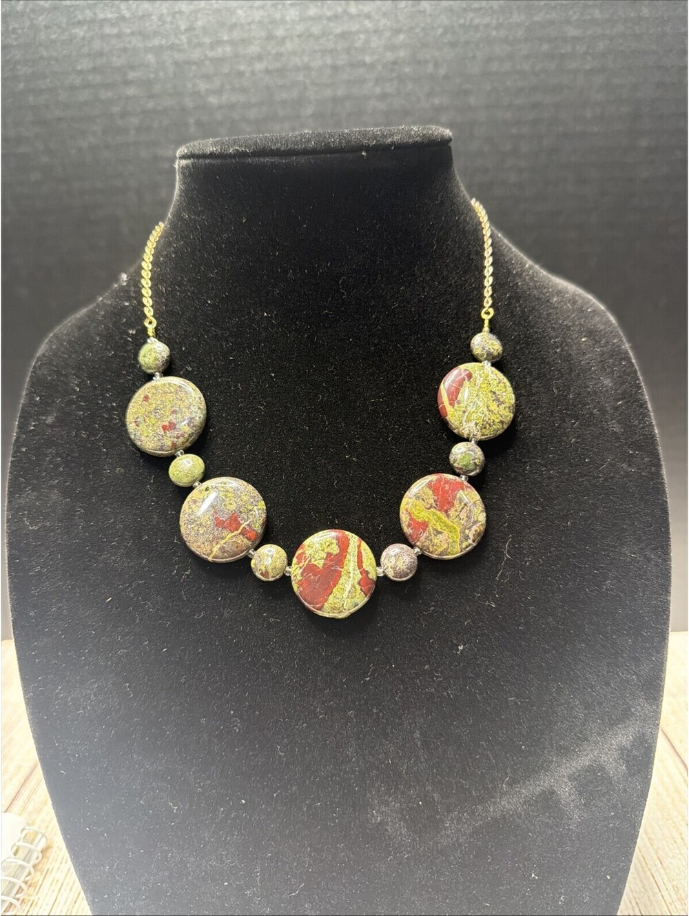 Estate Jewelry Red Jasper  Stone Multiple Circular Beads